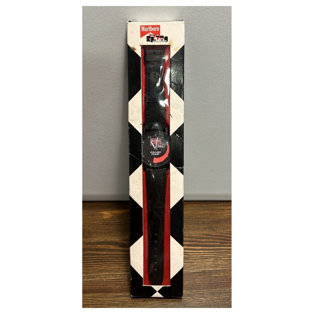 Vintage 1990 Marlboro Racing Team Watch Black Dial F1 Promo New In Box NIB